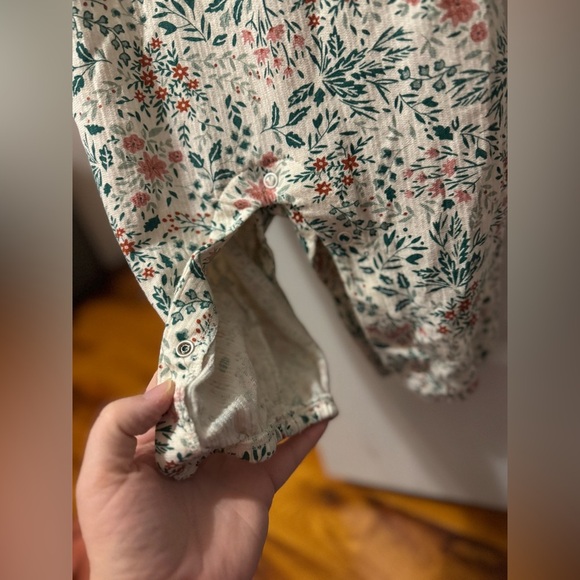 Wonder Nation Floral Fall Baby Romper with Ruffle Collar - Picture 4 of 7